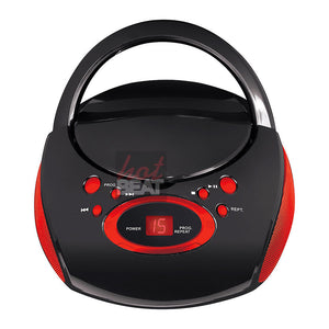 Coby Portable AM/FM CD MP3 Boombox 3.5mm AUX Black Red 110-240V CBCD04RED
