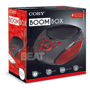 Coby Portable AM/FM CD MP3 Boombox 3.5mm AUX Black Red 110-240V CBCD04RED