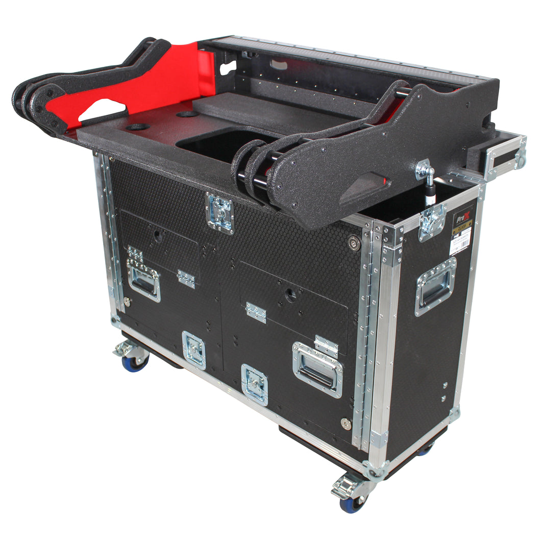 For Behringer X32 Flip-Ready Hydraulic Console Easy Retracting Lifting Flight Case with 2U Rack Space and wheels (Custom Order)