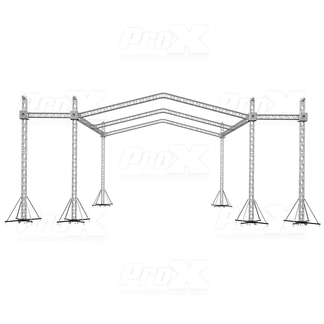 12D Stage Roofing System 40'W x 40'L x 23'H & Speaker Wings - Incl 6 Chain Hoist