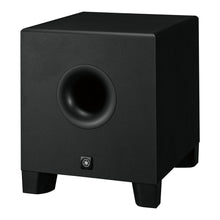 Load image into Gallery viewer, A black Yamaha subwoofer speaker with a circular front driver and a small Yamaha logo badge near the bottom, shown on a plain white background.