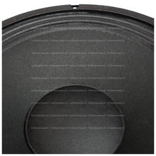 Load image into Gallery viewer, Close-up of a black speaker cone and dust cap with watermark