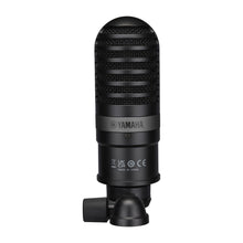 Load image into Gallery viewer, A black Yamaha studio condenser microphone with a metal grille and adjustable stand, shown against a plain white background.