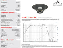 Load image into Gallery viewer, Eminence Kilomax Pro-18A 18-inch Subwoofer Speaker 1250 Watt RMS 8-ohm chart